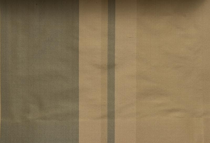 Dup 101 Stripes fabric in Silk Dup Stripes Straw Gold Sage - Catania Silks