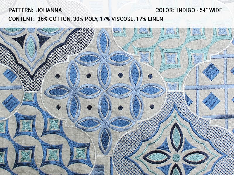 JOHANNA fabric in Indigo - Catania Silks