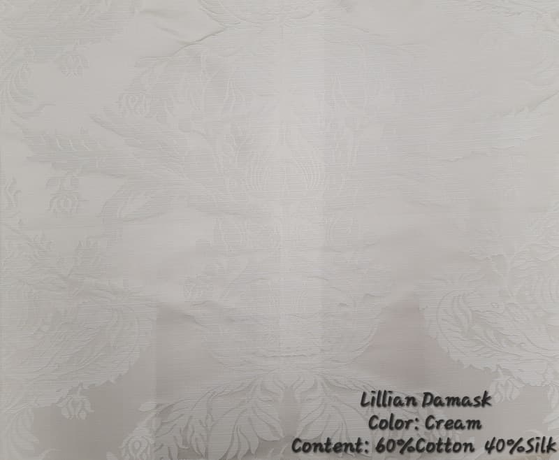 LILLIAN DAMUSK fabric in Damask Cream - Catania Silks