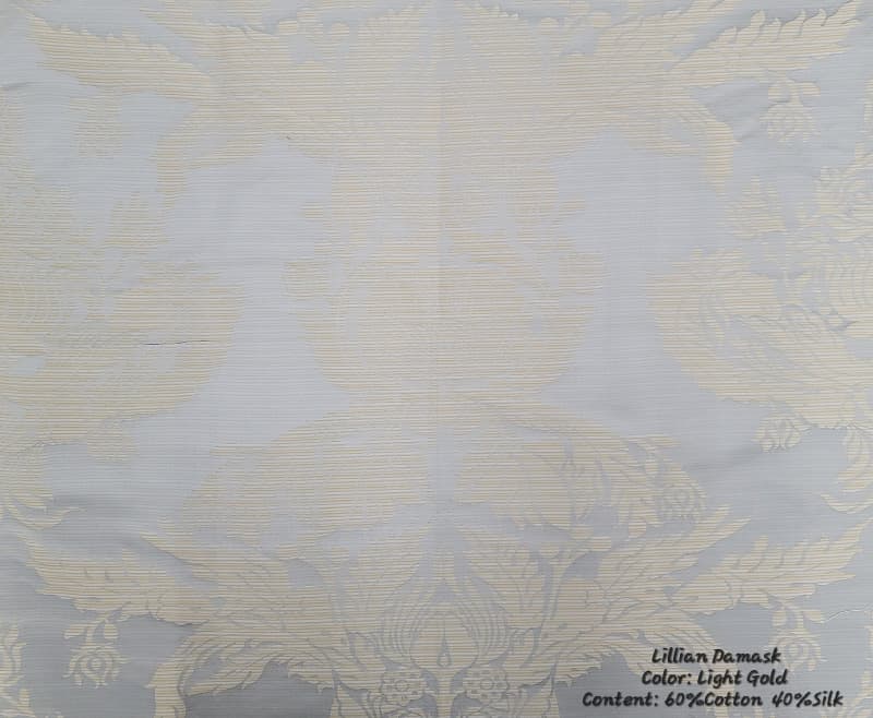 LILLIAN DAMUSK fabric in Damask Lt Gold - Catania Silks