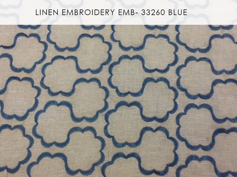 LINEN EMBROIDERY fabric in Emb Blue - Catania Silks