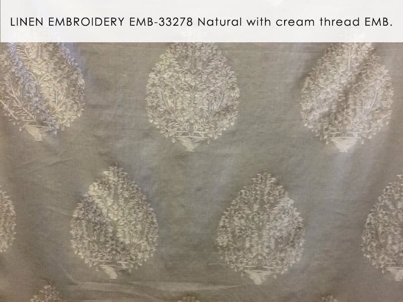 LINEN EMBROIDERY fabric in Emb Natural With Cream Thread - Catania Silks