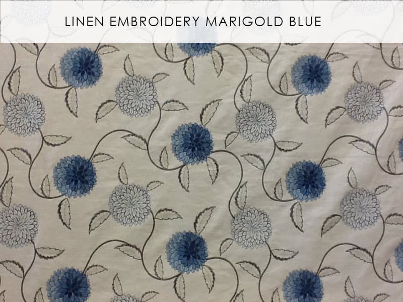 LINEN EMBROIDERY fabric in Marigold Blue - Catania Silks