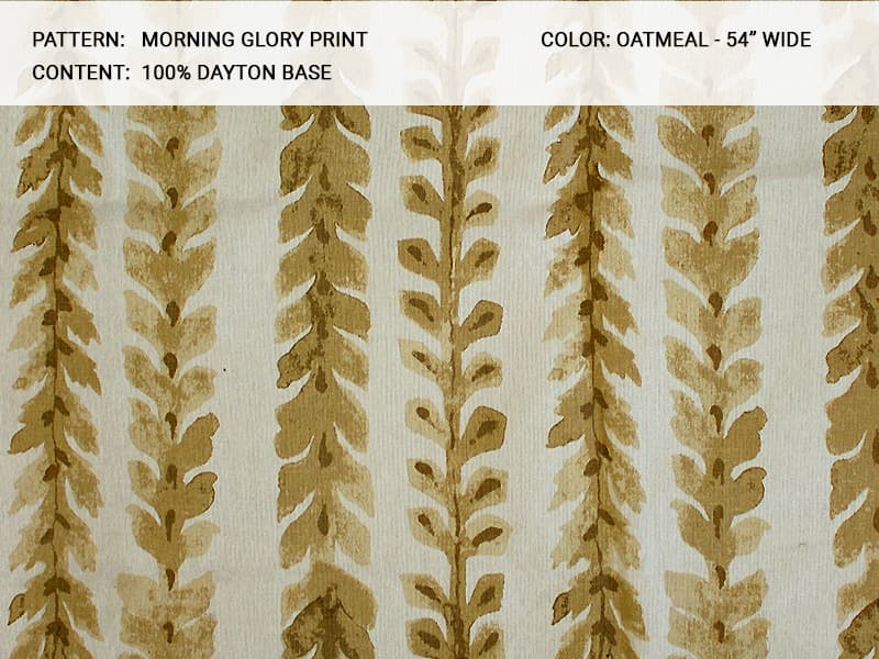 MORNING GLORY PRINTS fabric in Print Oatmeal - Catania Silks