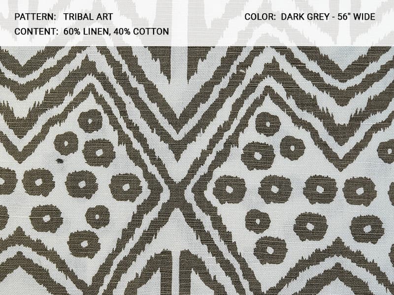 TRIBAL ART fabric in Dark Grey - Catania Silks