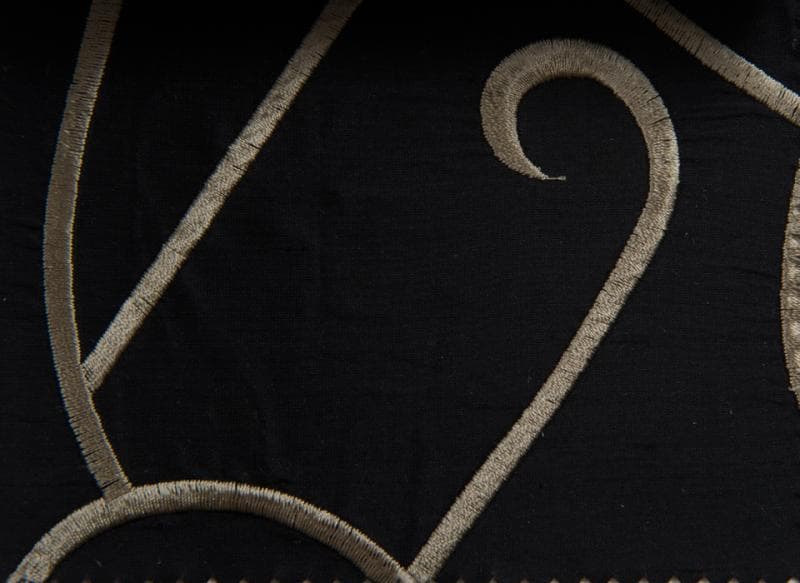 VINE EMBROIDERY fabric in Silk Vine Emboirdery Black - Catania Silks