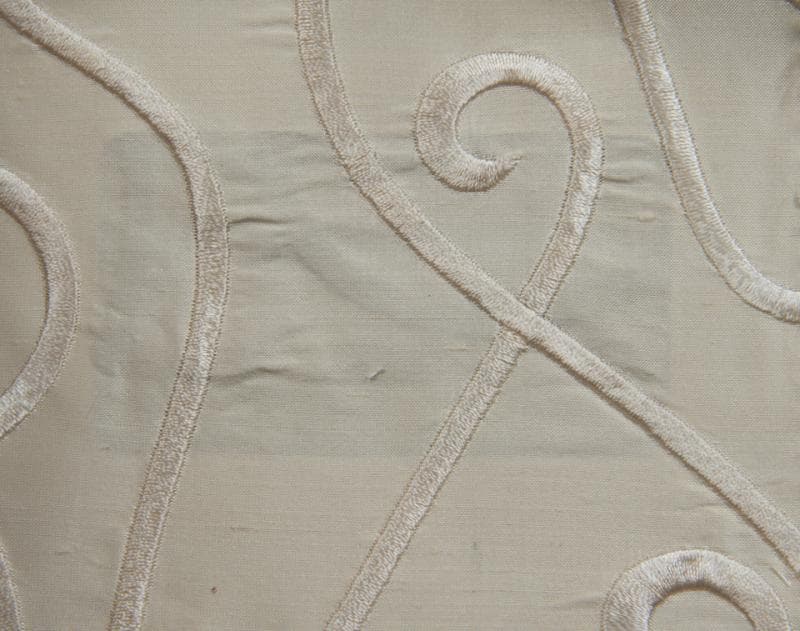 VINE EMBROIDERY fabric in Silk Vine Emboirdery Cream - Catania Silks