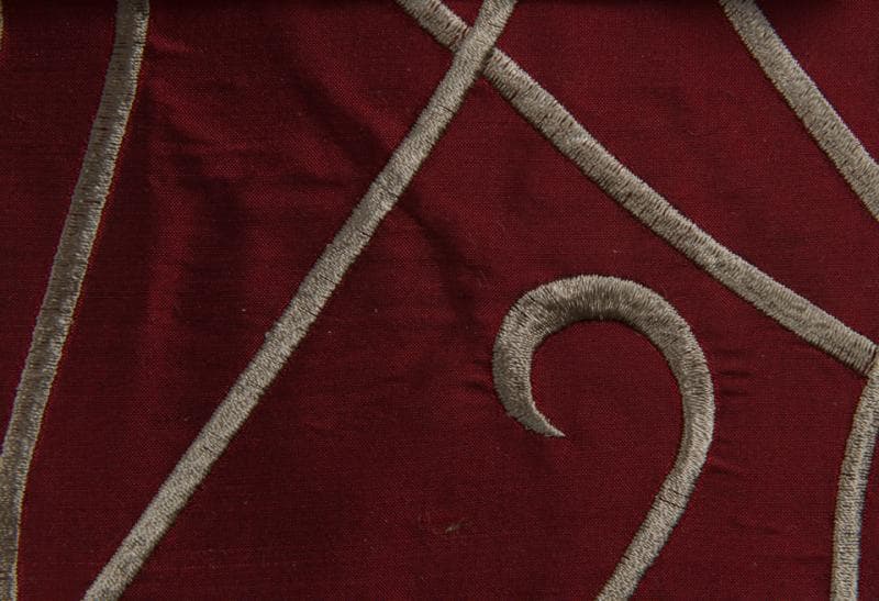 VINE EMBROIDERY fabric in Silk Vine Emboirdery Lacquer Red - Catania Silks