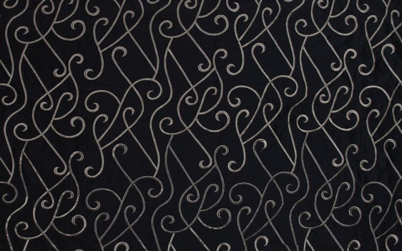 VINE EMBROIDERY fabric in Emb Black - Catania Silks