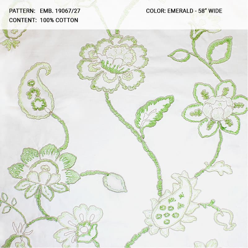 emb 19067 fabric in Emerald - Catania Silks
