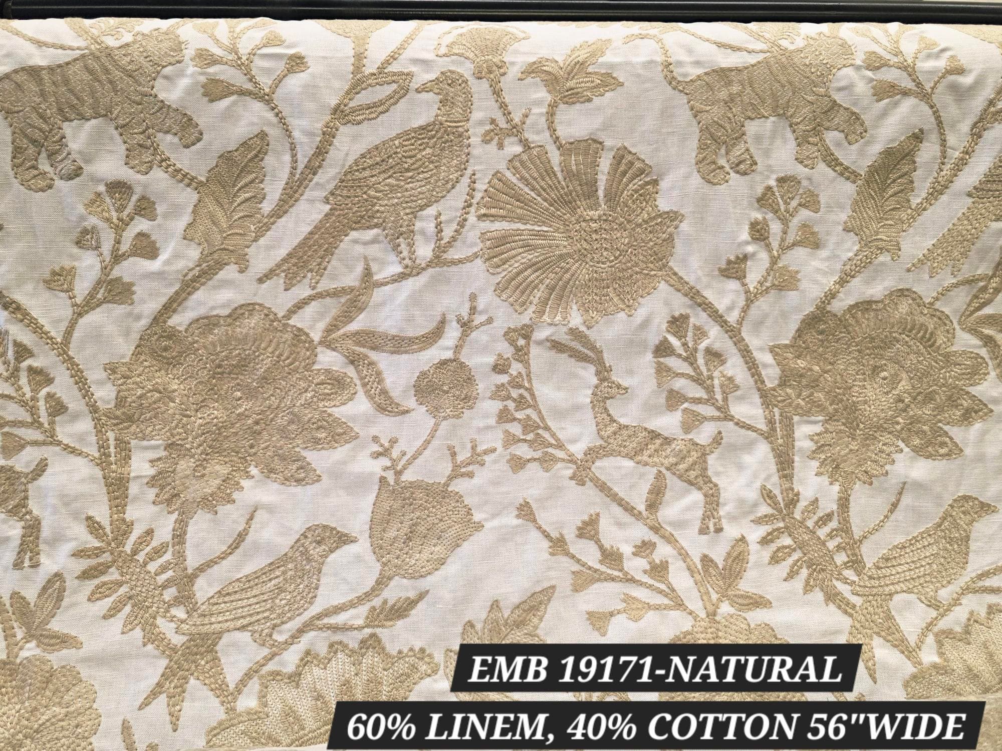 emb 19171 fabric in Natural - Catania Silks