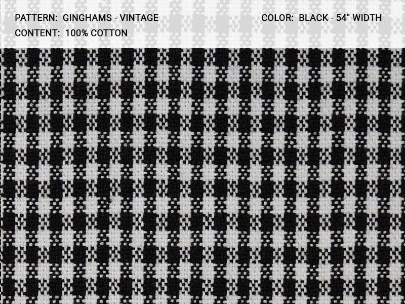 gigham fabric in Ginghams Vintage Black - Catania Silks